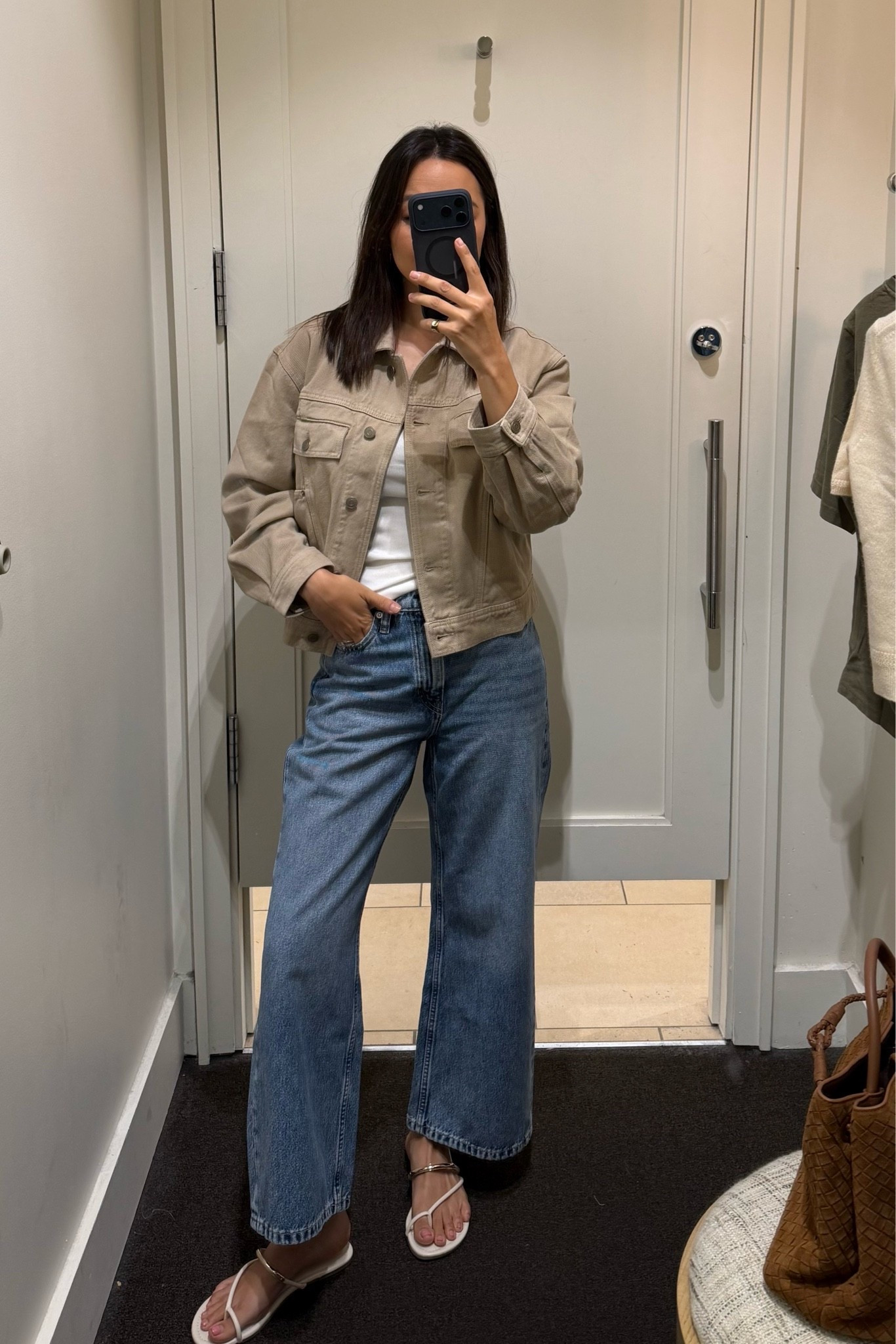 Pre-fall outfit from banana republic 

Denim jacket — under $200, great quality & detailing 
Wide leg crop jeans — on sale for $90, so soft & comfy

Pre fall / early fall / classic style

#LTKSaleAlert #LTKootd #LTKSeasonal