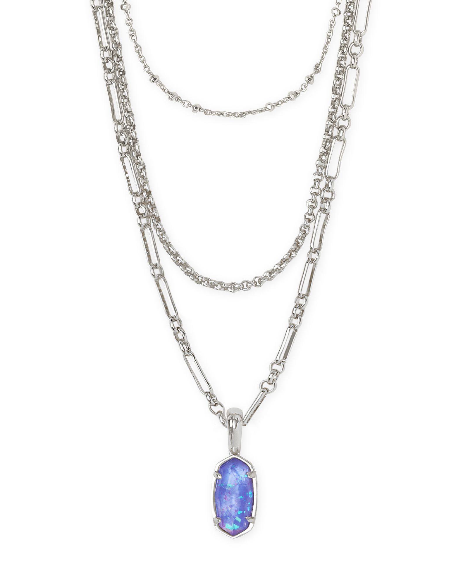 Elisa Silver Triple Strand Necklace in Iridescent Lilac Illusion | Kendra Scott