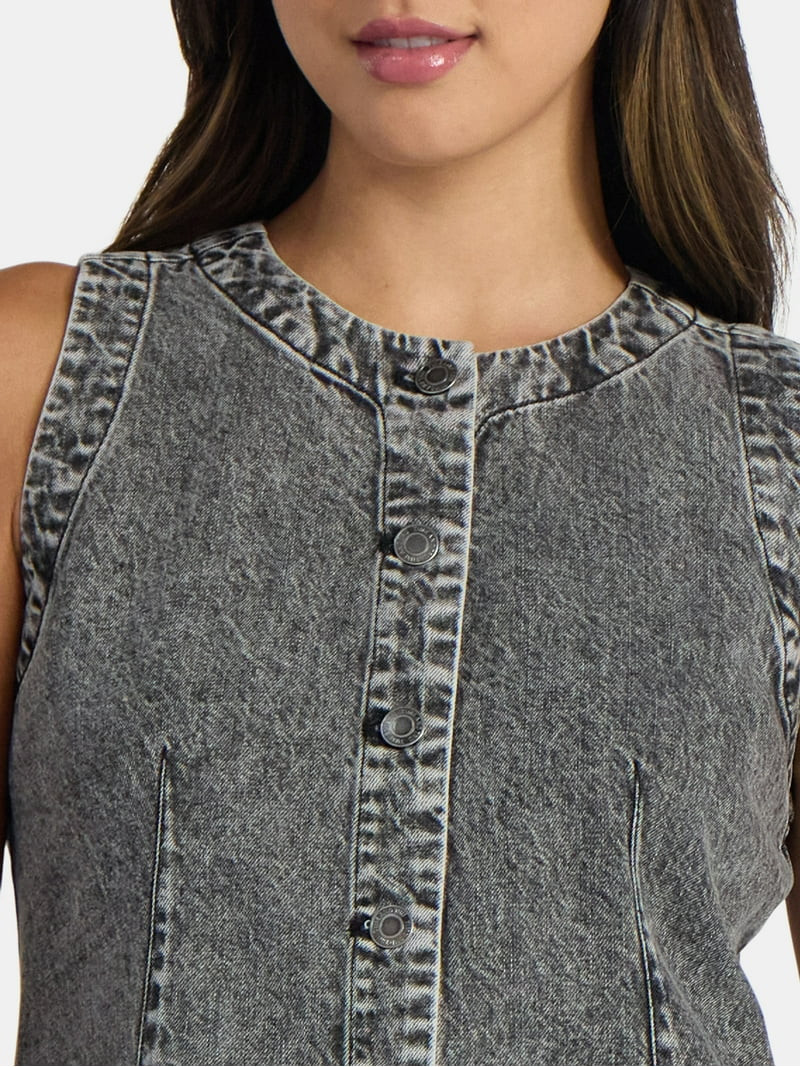 Time and Tru Women's Button Up Denim Vest, Sizes XS-XXXL | Walmart (US)