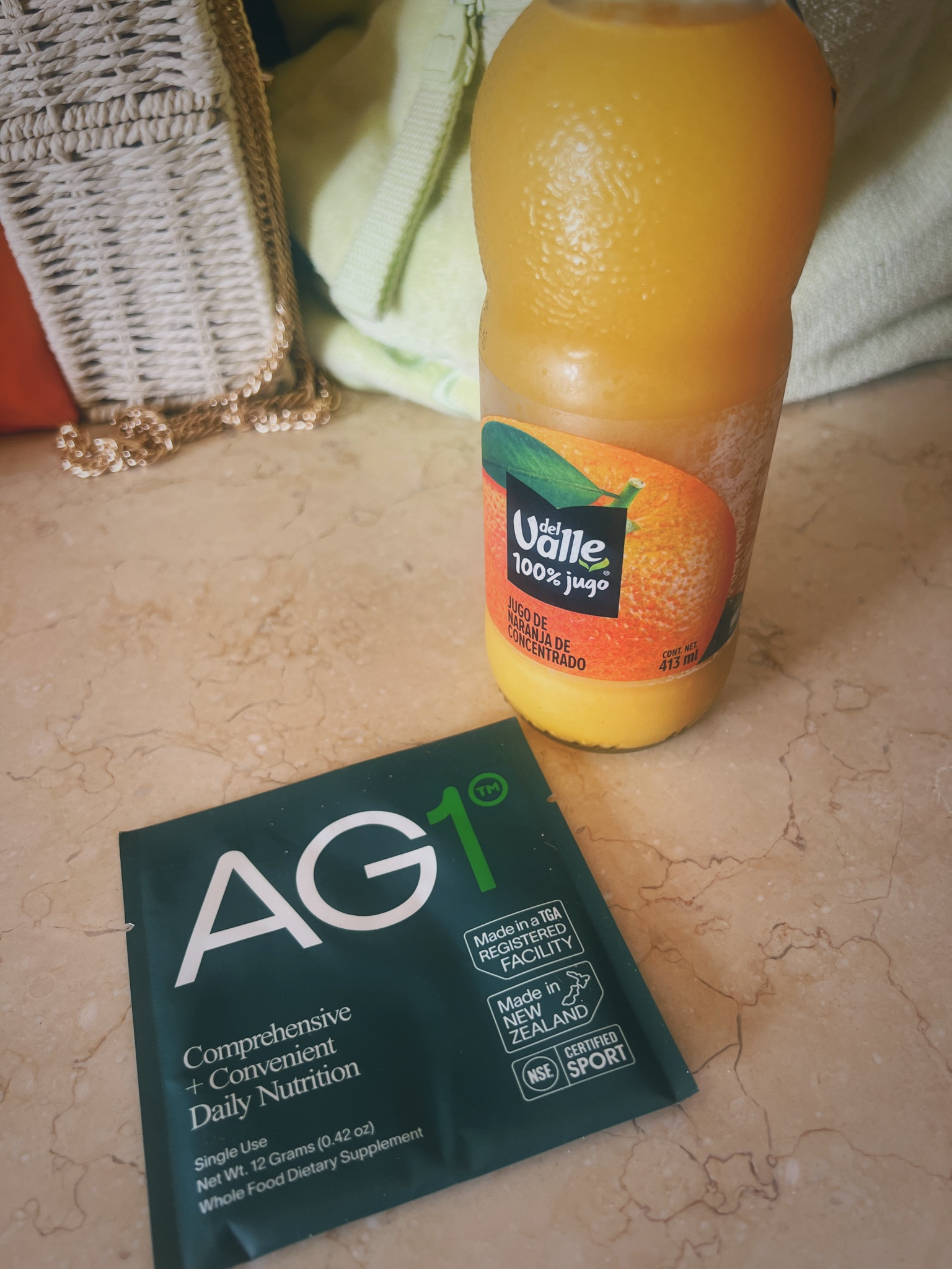 morning bevvie 🍊I start every morning w/ #AG1! (I treat it as my multivitamin)  athletic greens + orange juice combo on vaca was 🤤 #athleticgreens 

#LTKfitness