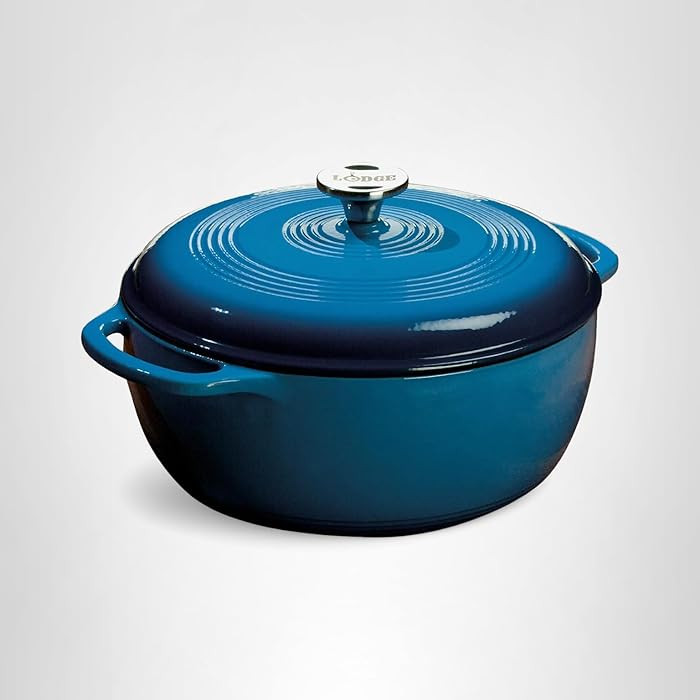 Lodge 6 Quart Enameled Cast Iron Dutch Oven with Lid – Dual Handles – Oven Safe up to 500° F... | Amazon (US)