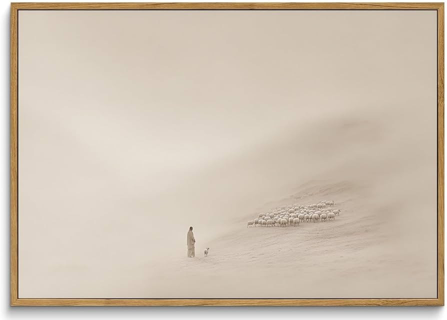 ZZTCYSU Jesus Canvas Wall Art Christian Framed Wall Art Good Shepherd Jesus Leave Modern Beige Bi... | Amazon (US)
