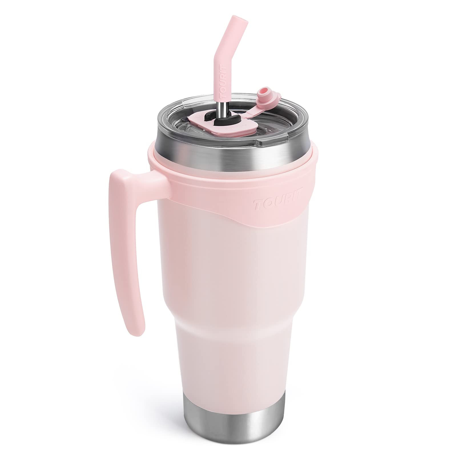 TOURIT 40oz Insulated Tumbler with Handle and Straw - 3 in 1 Sip-All-Way Reusable MagSlider Lid -... | Amazon (US)