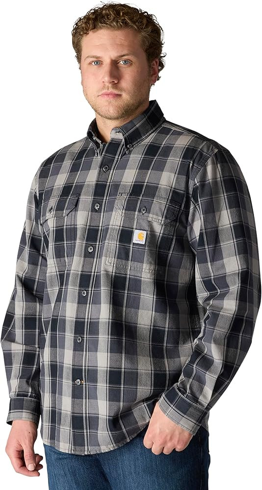 Carhartt Men's Loose Fit Midweight Chambray Long-Sleeve Plaid Shirt | Amazon (US)