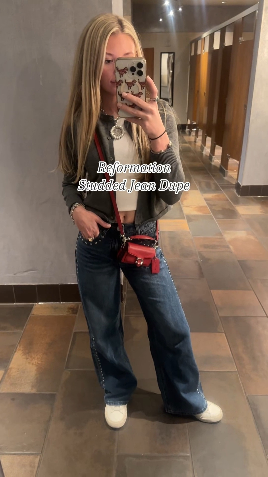 Reformation Studded Jean DUPEEEE. These are the brand CALI 1850 from Tj Maxx. I have linked similar ones below!✨💅🏼 #tjmaxx #under25 #studdedjean #denim #love #ootd #casual #outfitoftheday #slay #styledbyval #styledbyvalerye #vipstyling 