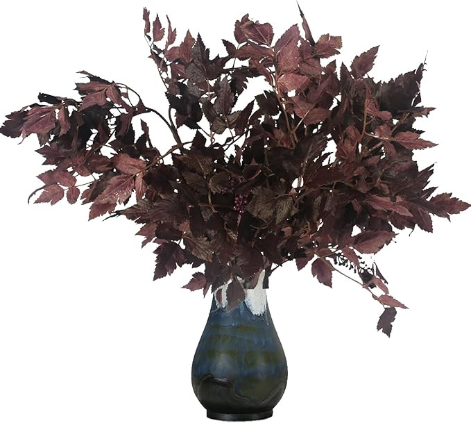 Artificial Cimicifuga Plant Leaf Spray, Faux Plum Cimicifuga Ramosa Leaf Branch Faux Long Stems f... | Amazon (US)