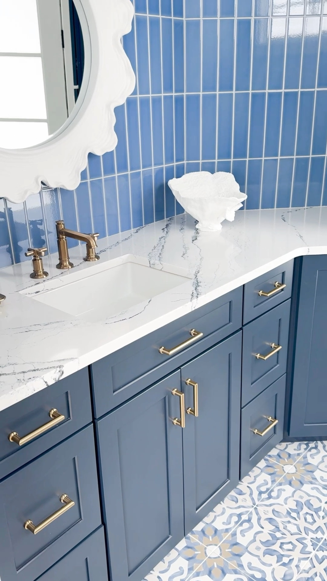 Indigo Vibes Pool Bath #interiordesign #ginadragodesign #bathroomdesign #tilefloor #beachhouse #quartz

#LTKFindsUnder100 #LTKSummerSales #LTKHome