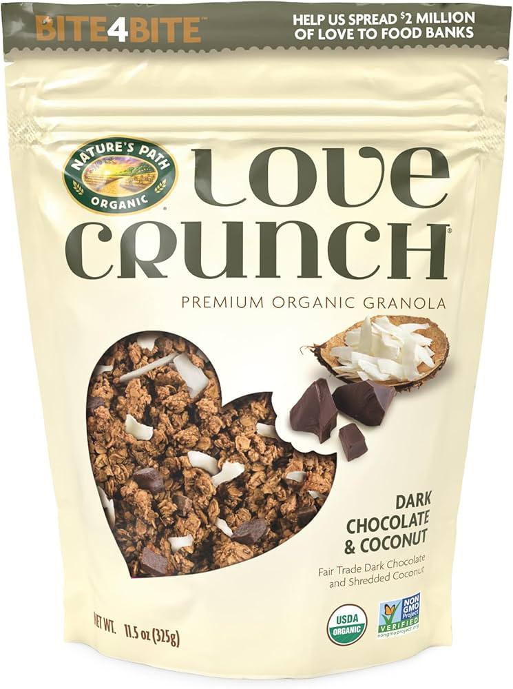 Love Crunch Organic Dark Chocolate & Coconut Granola, 11.5 oz (Pack of 1), Non-GMO, Fair Trade, b... | Amazon (US)