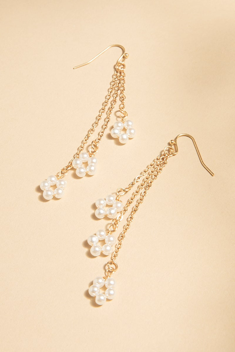 Vanessa Pearl Bead Flower Strand Earrings | Francesca's