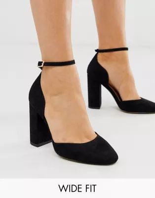 ASOS DESIGN Wide Fit Pleasant high block heels in black | ASOS US