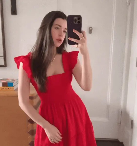 The Ellie Nap Dress - Red Daisy Check Eyelet | Hill House Home US