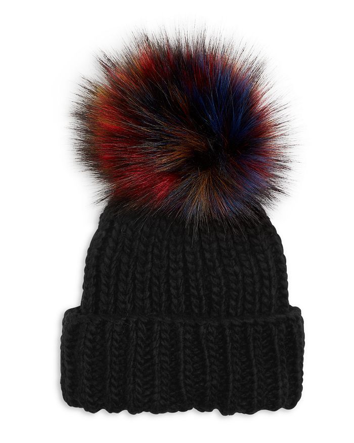 Knitted Faux Fur Pom Pom Hat | Bloomingdale's (US)