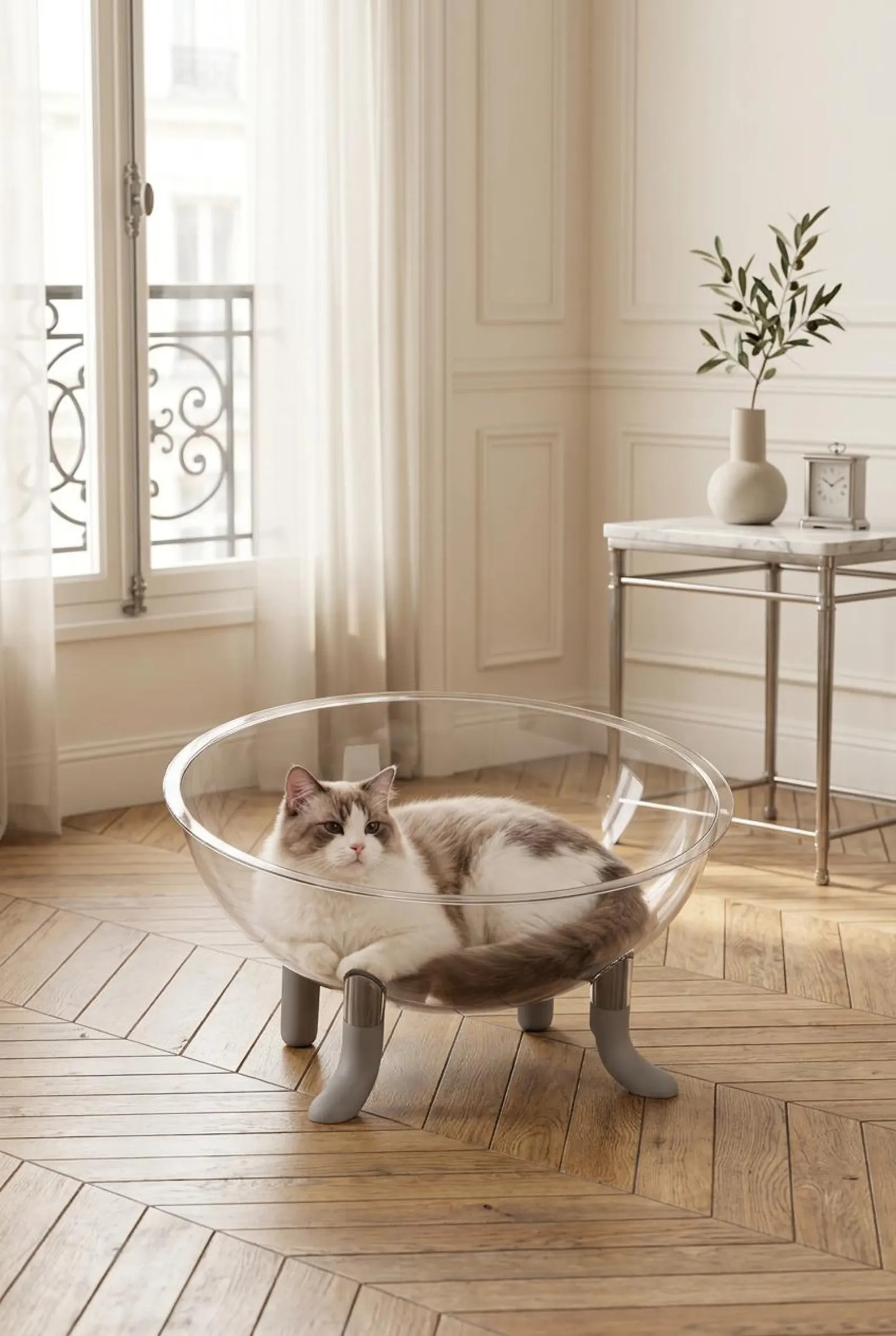 Clear Acrylic Cat Bed, Modern Elevated Pet House Sofa, Crystal Plastic Cat Furniture | Etsy (Global)