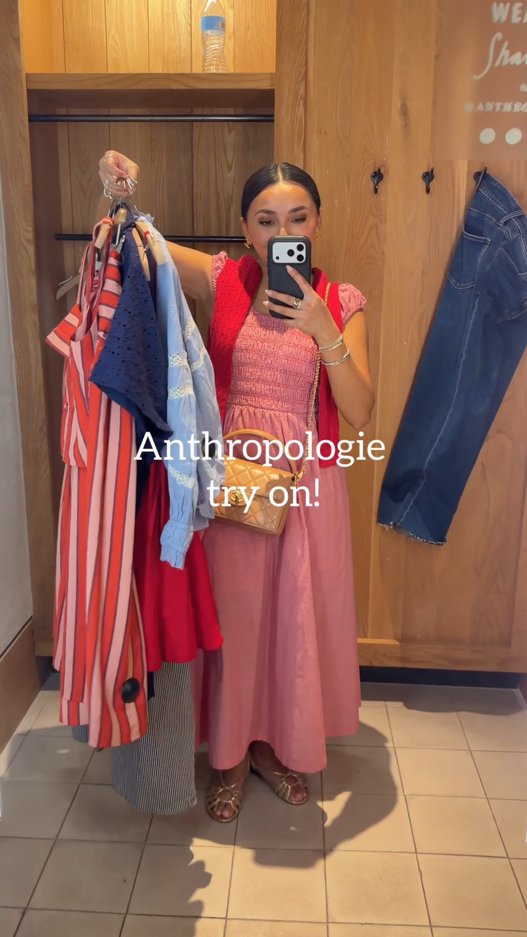 Gingham dress size xxs regular TTS 
Red cardigan size xxs TTS 

Stripe set size xs in the skirt and top TTS 

Navy eyelet dress size xxs regular - would prefer size xs petite TTS 

Red dress size xxs TTS 

Blue top size xxs regular TTS
Jeans size 26 regular TTS

#LTKootd #LTKPetite #LTKSaleAlert
