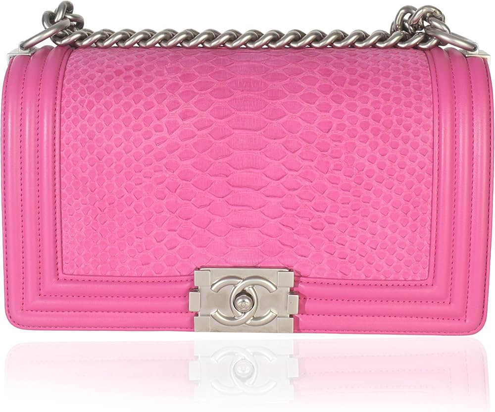 Amazon.com: Chanel, Pre-Loved Pink Matte Python Old Medium Boy Bag, Pink : Amazon Luxury | Amazon (US)