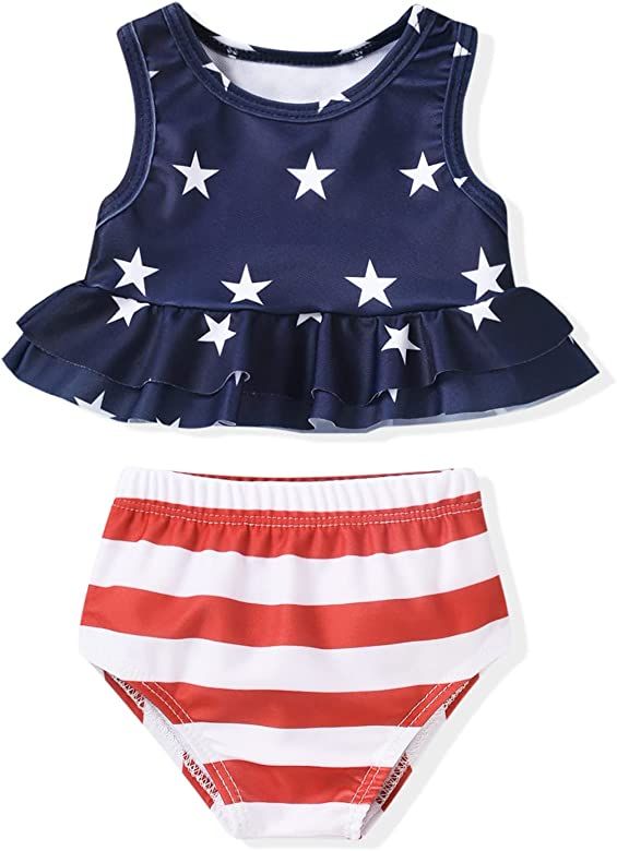 Aalizzwell Toddler Baby Girl Bathing Suit Two Piece Swimsuit Bikini Beach Wear | Amazon (US)
