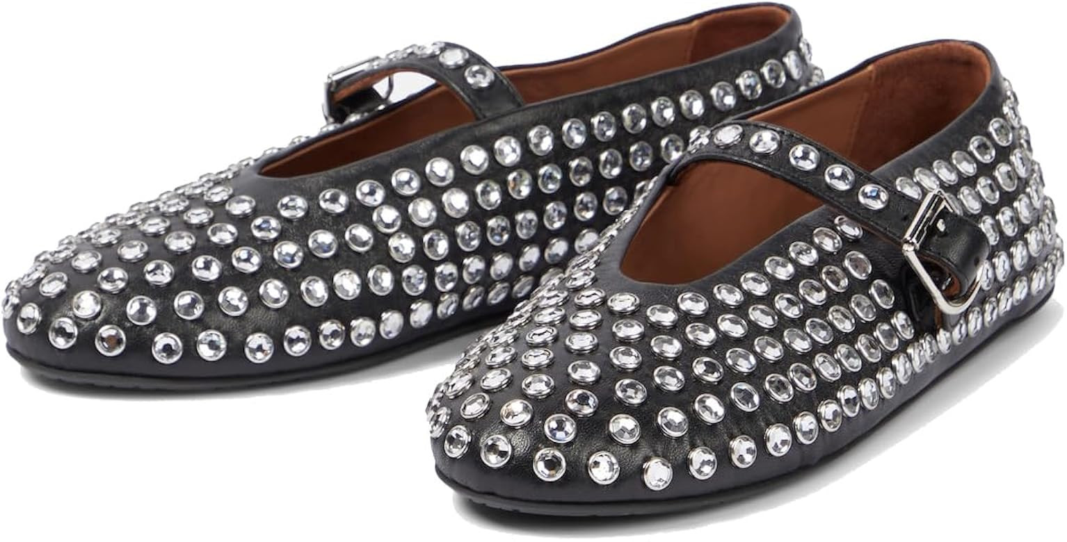 Arqa Womens Rhinestone Ballet Flats Sparkly Crystals Ballerina Flat Shoes Buckled Straps Mary Jane C | Amazon (US)