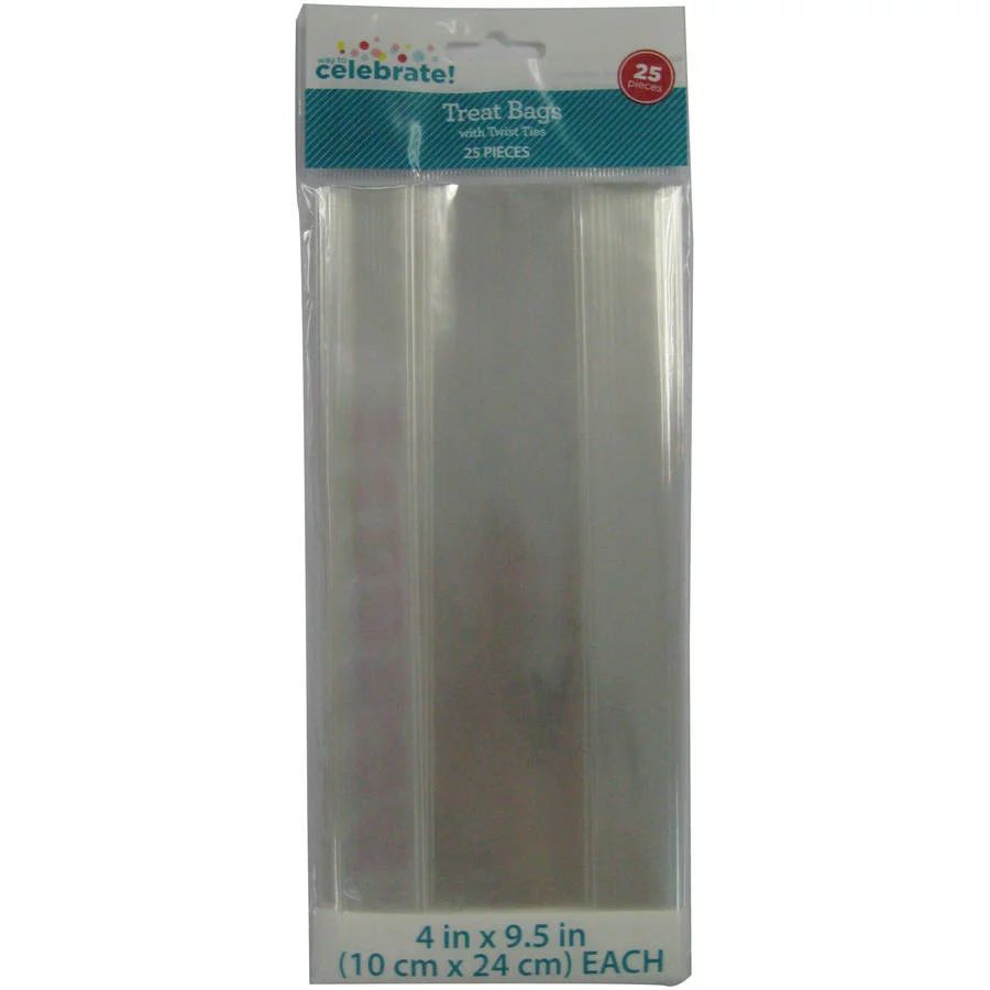 4"x9.5" Clear Cello Bag with Ties, 25ct / pack | Walmart (US)