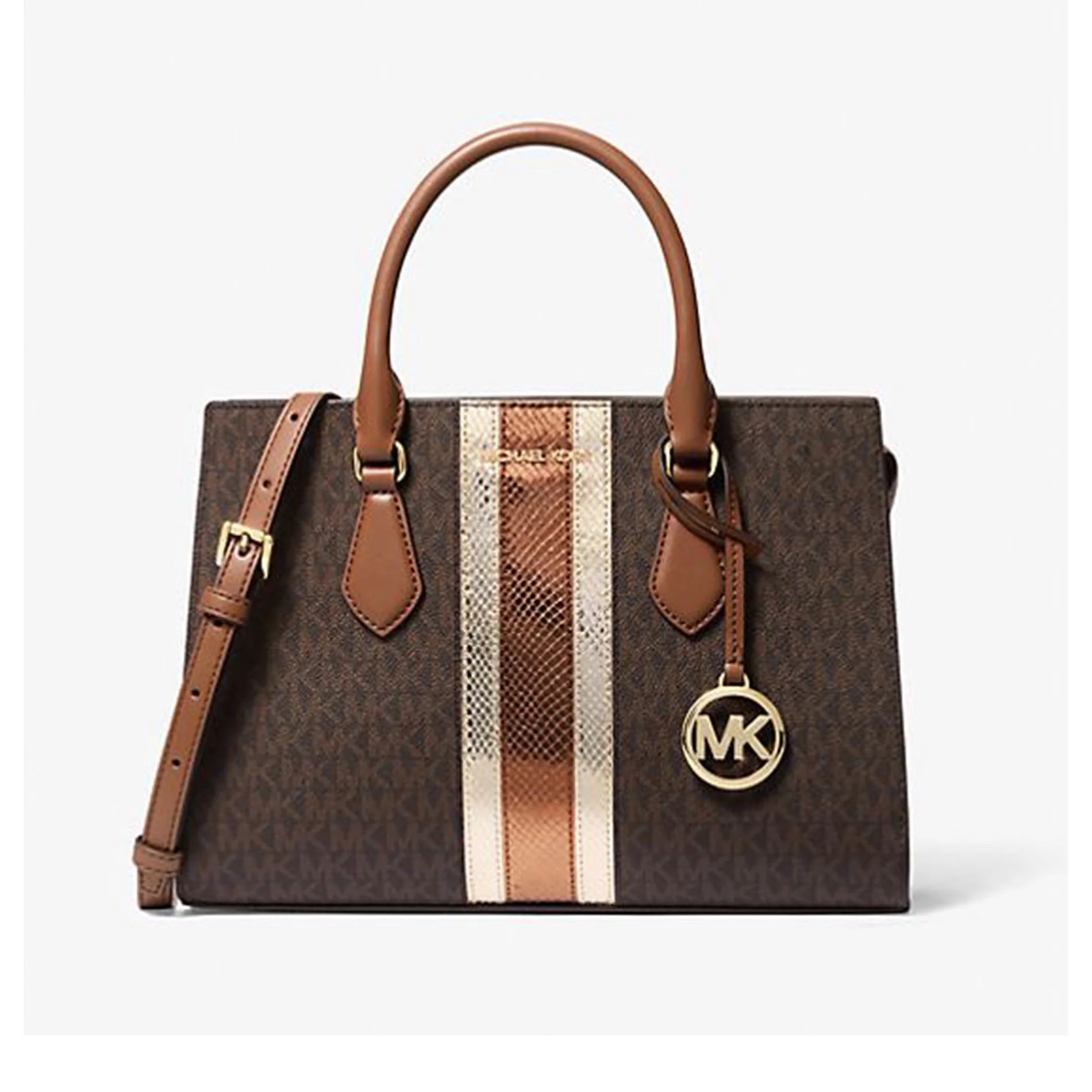 Michael Kors Women's Sheila Medium Signature Logo and Metallic Satchel 35F4G6HS3B-847 | Walmart (US)
