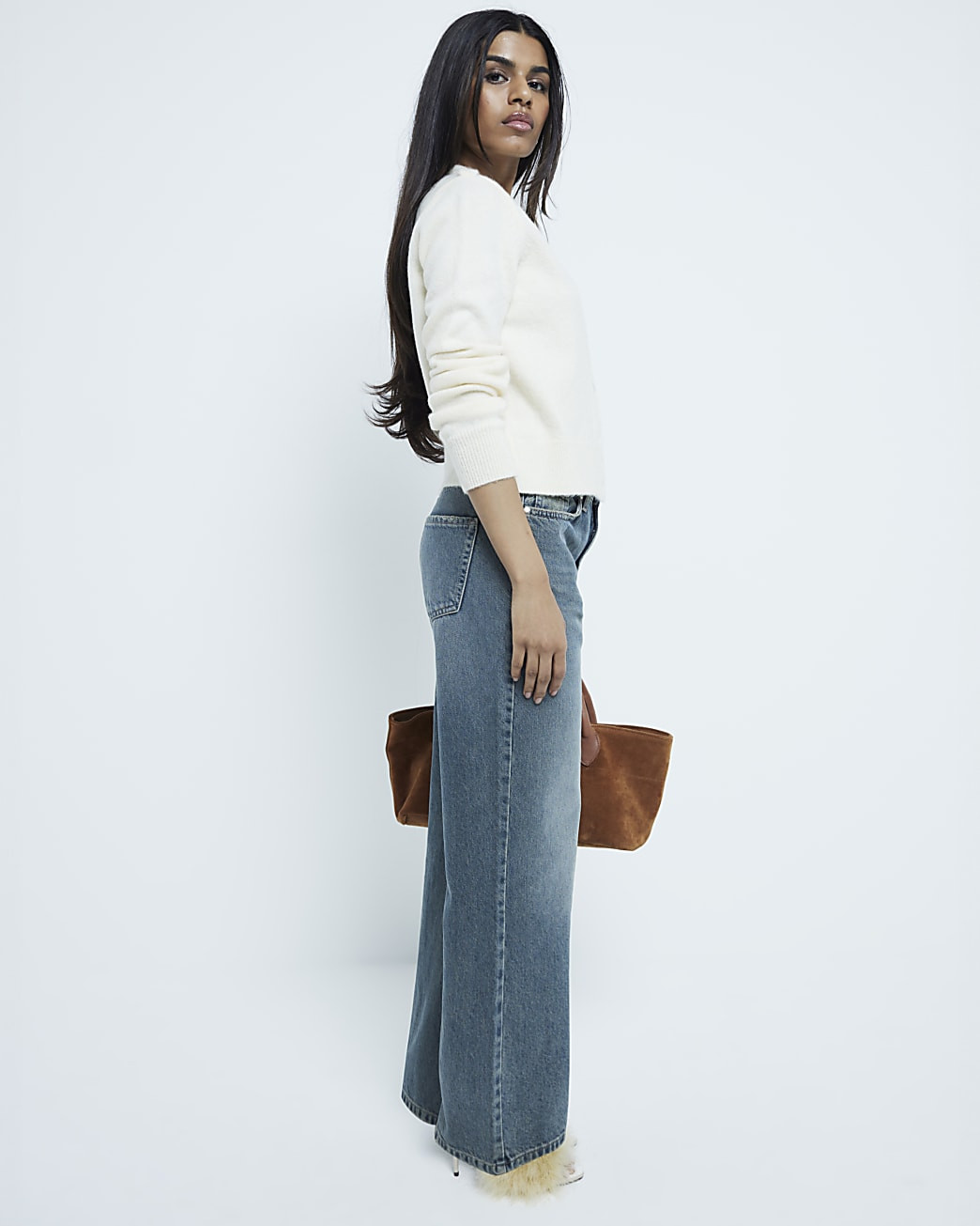 Petite Blue Denim Relaxed Straight Jeans | River Island UK & IE