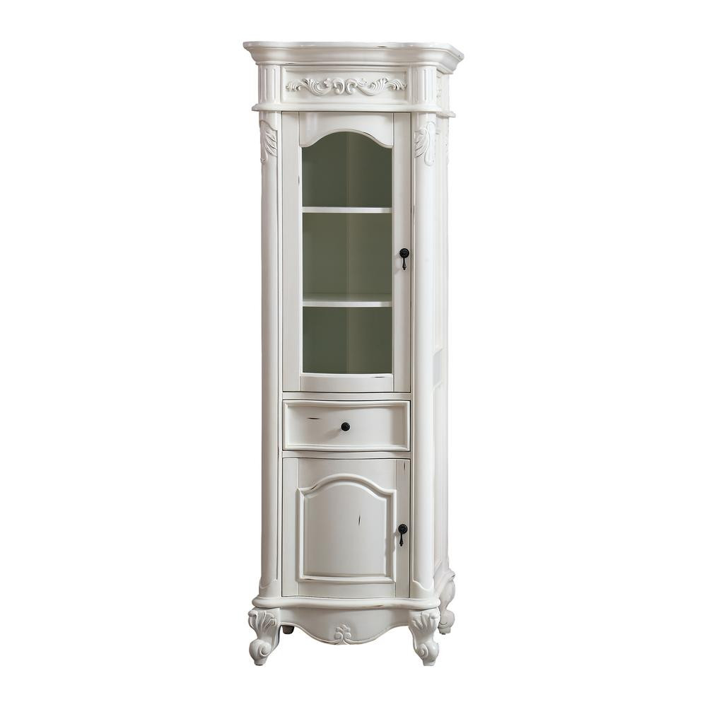 Avanity Provence 24 in. W x 19.2 in. D x 72 in. H Floor Cabinet in. Antique White Finish | The Home Depot