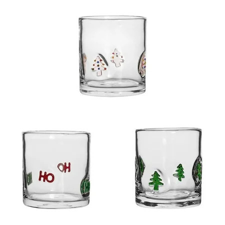3 Pack Christmas Icon Juice Glasses Xmas Drinking Cups Old Fashioned Stemless Wine Glasses 14oz Whiskey Cocktail Coffee Mugs for Christmas Party Gift Decor（Snowman&Christmas Tree&HO) | Walmart (US)