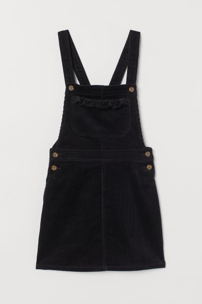 Short bib overall dress in stretch cotton corduroy. Suspenders with button fastening at front. Op... | H&M (US + CA)