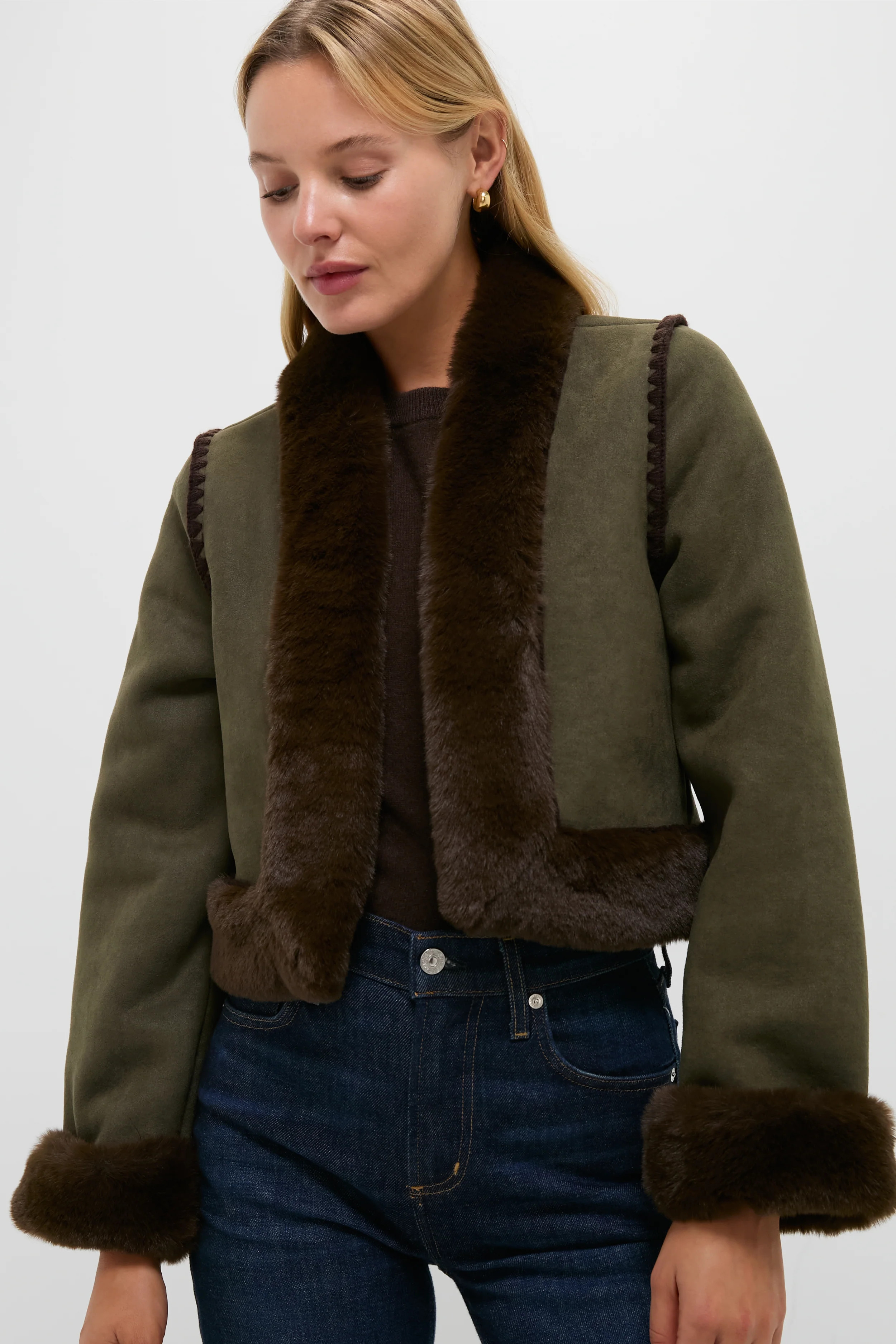 Olive Faux Suede & Fur Harding Jacket | Tuckernuck (US)