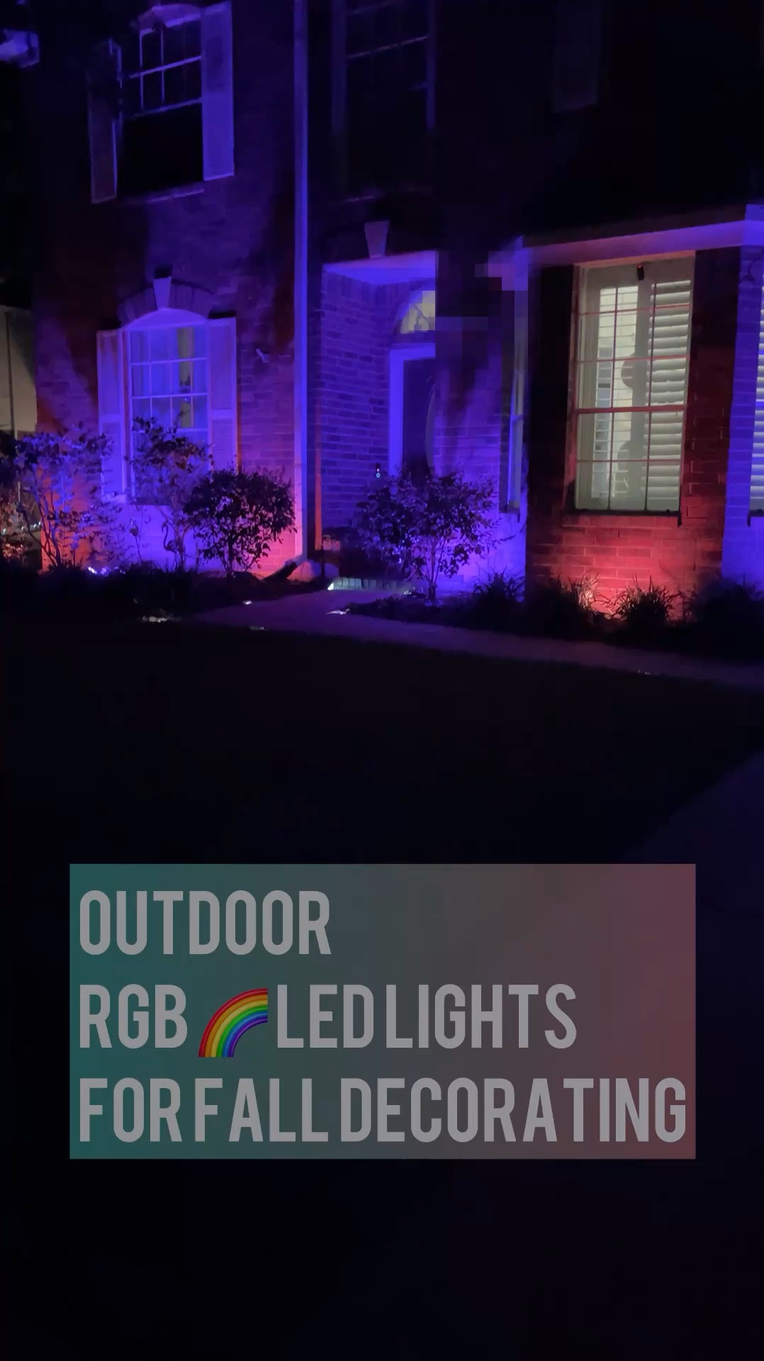Don’t be like me, and wait till November to get these outdoor RGB lights!  🎃I got them last Fall and used them for our holiday decorating. I wanted to light up our house, but needed to save the money on a licensed pro to hang Christmas lights. I am SO excited to use these for Halloween decorations this year!  👻

These are the easiest plug it in DIY lights. easily change them to any RGB color 🔴🟢🔵  with the remote, adjust brightness, customize for sports teams, holidays, or even switch to the natural light setting to use as landscape lighting year round! 💡

Use them as UP-lights like I did or mount them on the house by their angling bracket. 

Related info/ I have also linked some solar lights (not shown here) that I will use to supplement in areas that are not easily reached by an extension cord. Also- do not overload ⚡️by limiting the amount of things plugged in. I currently have them hooked up to the red and white candy cane striped triple ended extension cord that we use at Christmas time  

#LTKHalloween #LTKSeasonal #LTKxPrimeDay