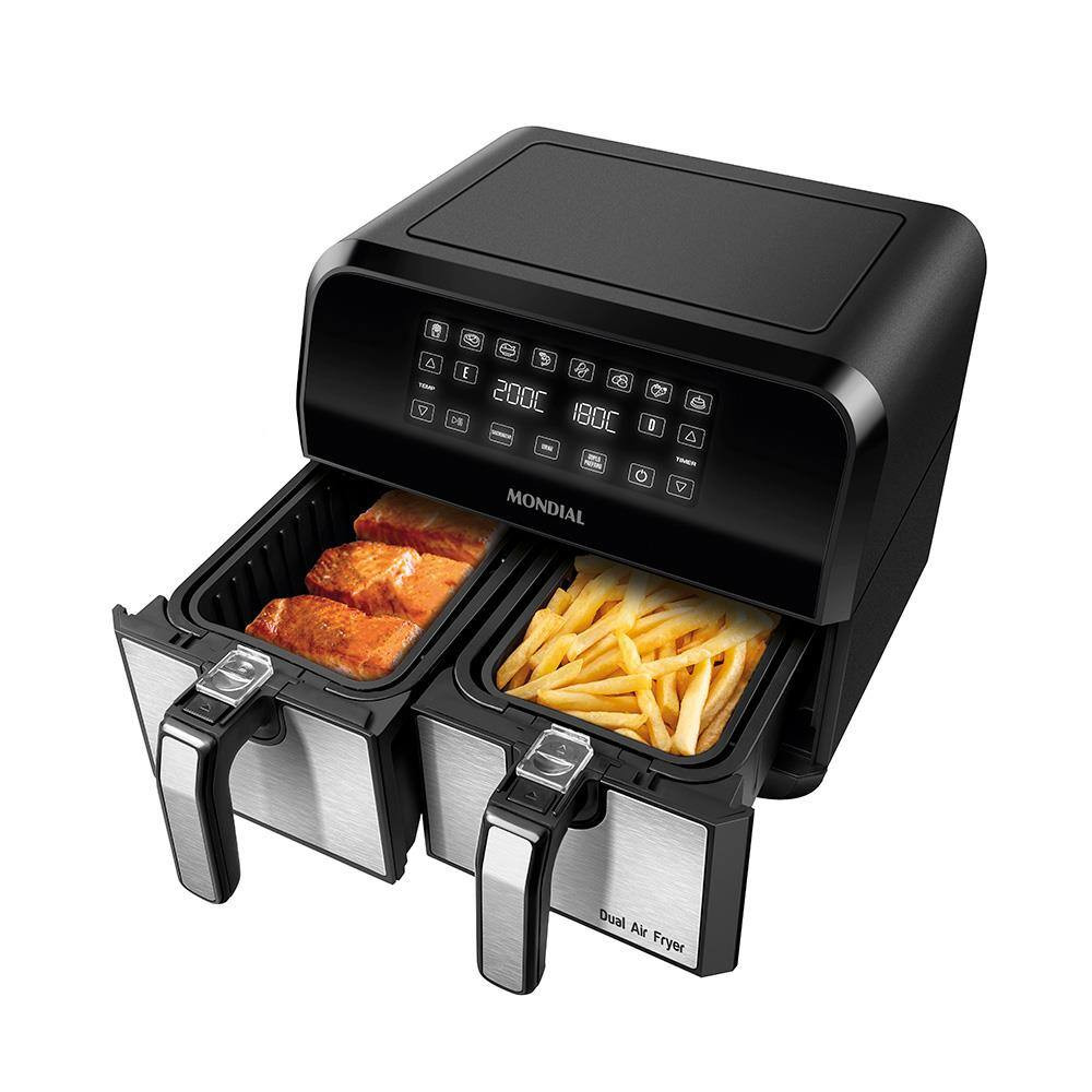 Fritadeira Elétrica Sem Óleo Air Fryer Mondial AFD-01-BI 8L Digital com Cesto Duplo– Preta/In... | Casas Bahia (BR)