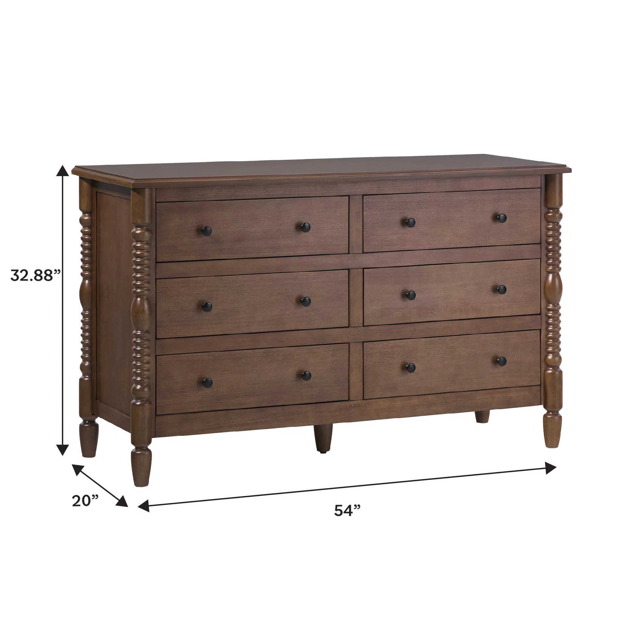 Jarrell Easy Assembly Solid Wood Spindle 6-Drawer Dresser | Wayfair North America