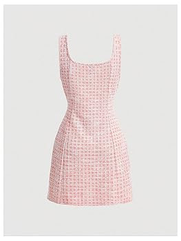 Floerns Women's Plaid Tweed Dress Sleeveless Square Neck Elegant Work Mini Dress | Amazon (US)