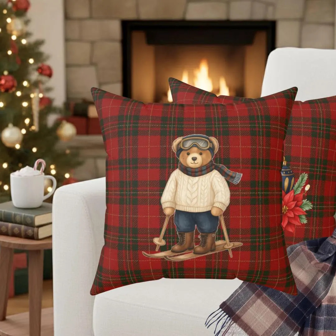 Tartan Teddy Bear Pillow | Ralph Lauren Inspired Christmas Pillow | Tartan Vintage Classic Christ... | Etsy (US)