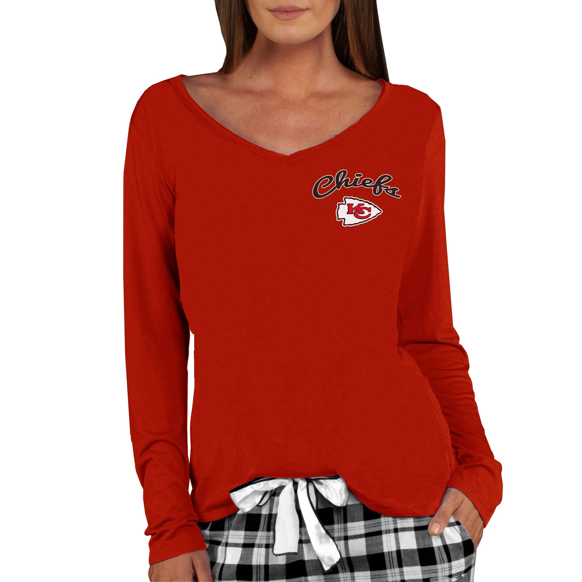 Women's Concepts Sport Red Kansas City Chiefs Marathon Knit Long Sleeve V-Neck T-Shirt | Walmart (US)