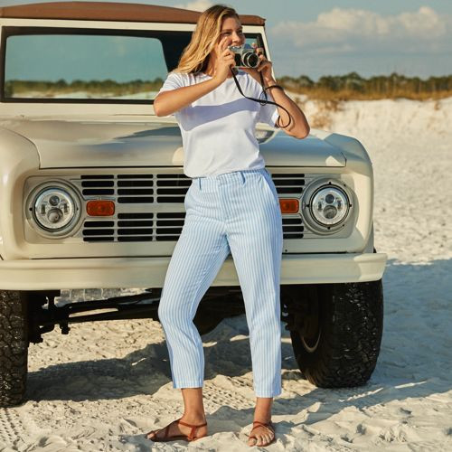 Women's Tall Mid Rise Classic Straight Leg Chino Ankle Pants - Lands' End - Brown - 8 | Lands' End (US)