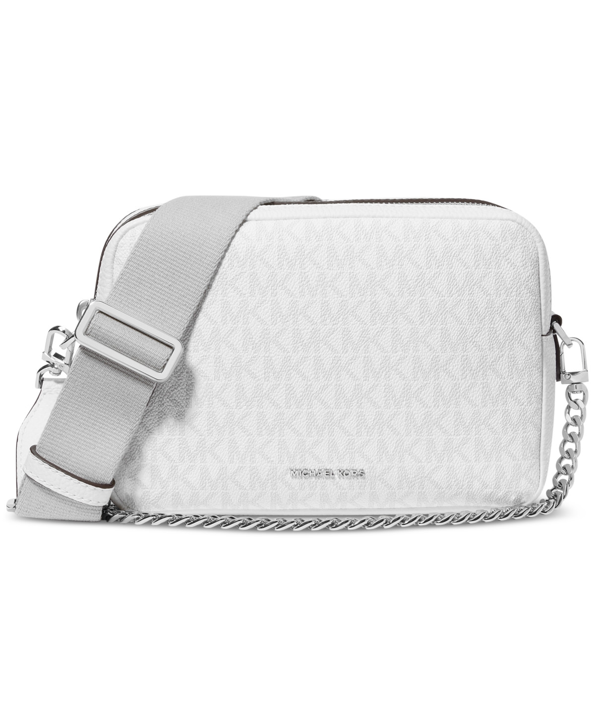 Michael Michael Kors Bryant Medium Double Zip Chain Camera Crossbody - Optic White/ Allum | Macy's
