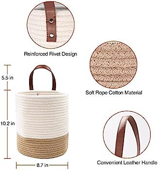Qlfyuu 2 Pack Rope Hanging Basket,10.2"x8.7" Woven Wall Basket,Hanging Baskets For Organizing,Han... | Amazon (US)