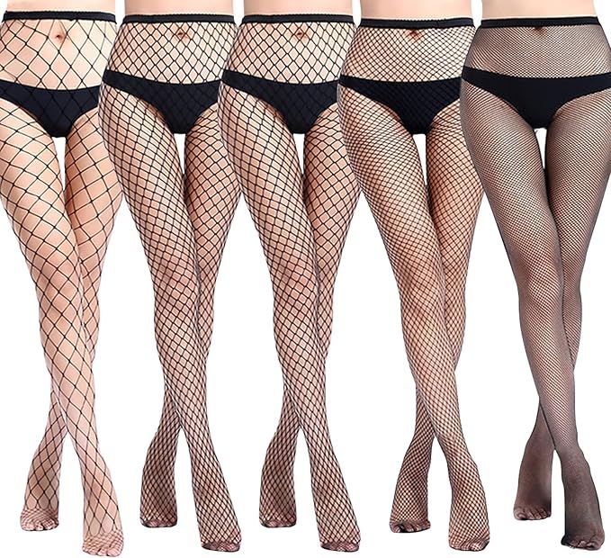 4-5 Pairs Fishnet Stockings Womens Lace Mesh Patterned Fishnet Leggings Tights Net Pantyhose | Amazon (US)