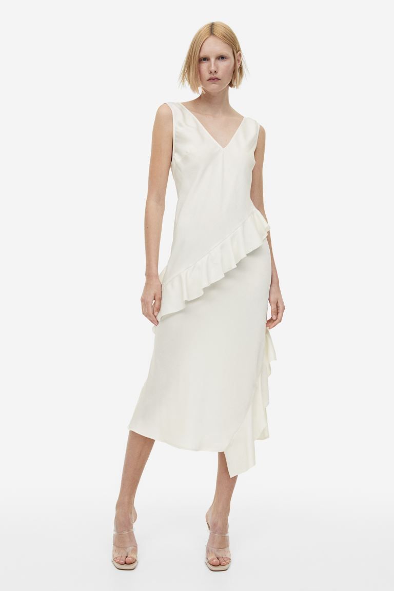 Flounce-detail Dress - Cream - Ladies | H&M US | H&M (US + CA)