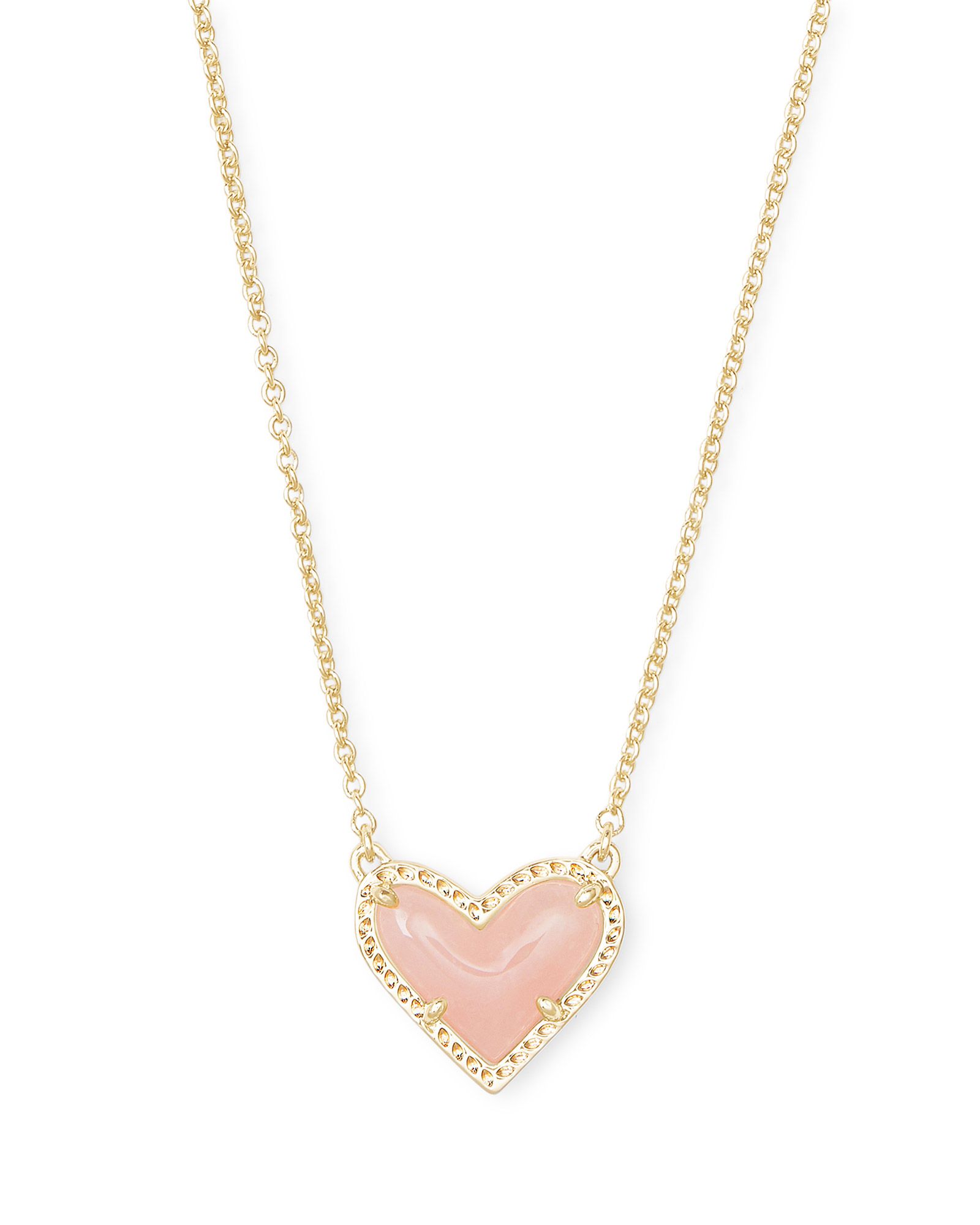 Ari Heart Gold Pendant Necklace in Rose Quartz | Kendra Scott | Kendra Scott