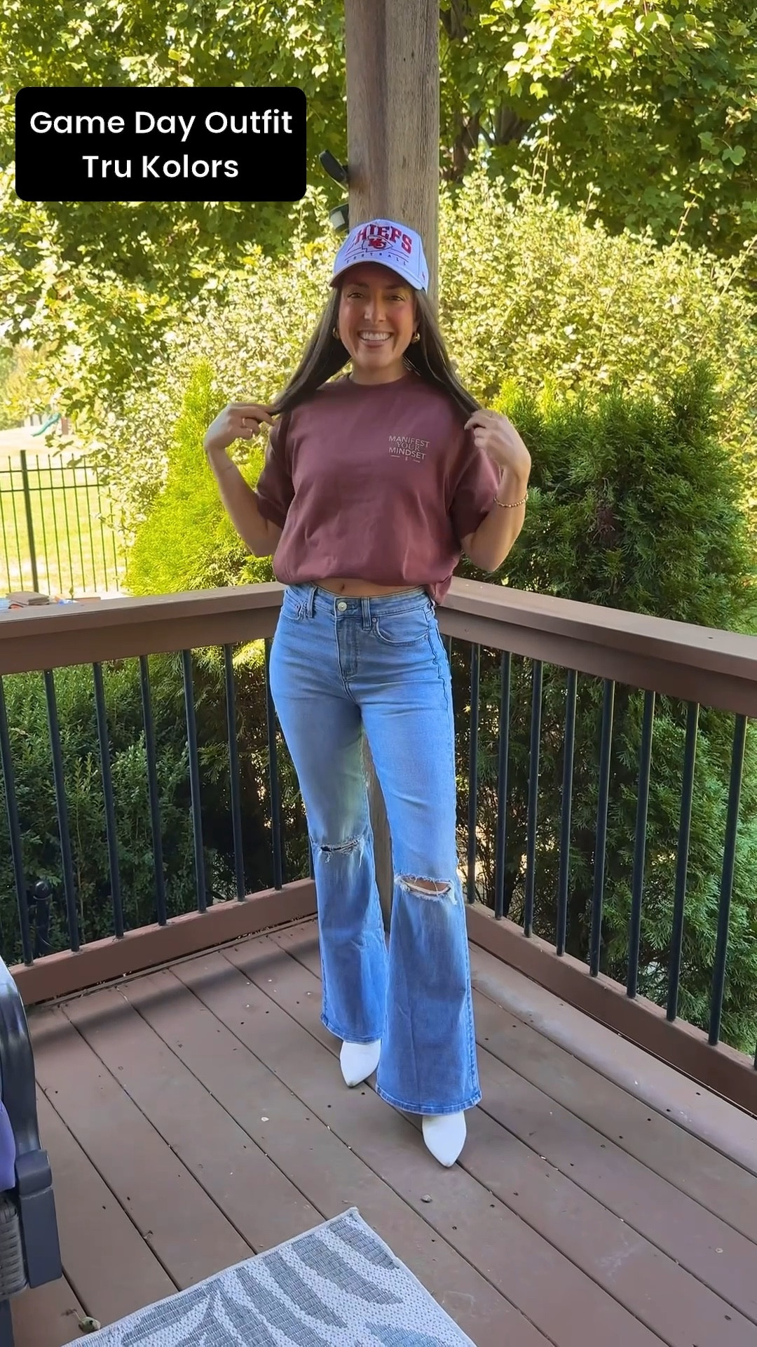 Sunday football game day outfit featuring Tri Kolors and American Eagle! 

I’m wearing a small in the shirt and a 2 regular in the jeans 

#LTKStyleTip #LTKSaleAlert #LTKSeasonal