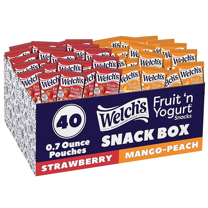 Welch's Fruit Snacks, Fruit 'n Yogurt Variety Pack, Strawberry, Mango Peach, Gluten Free, Bulk Pa... | Amazon (US)