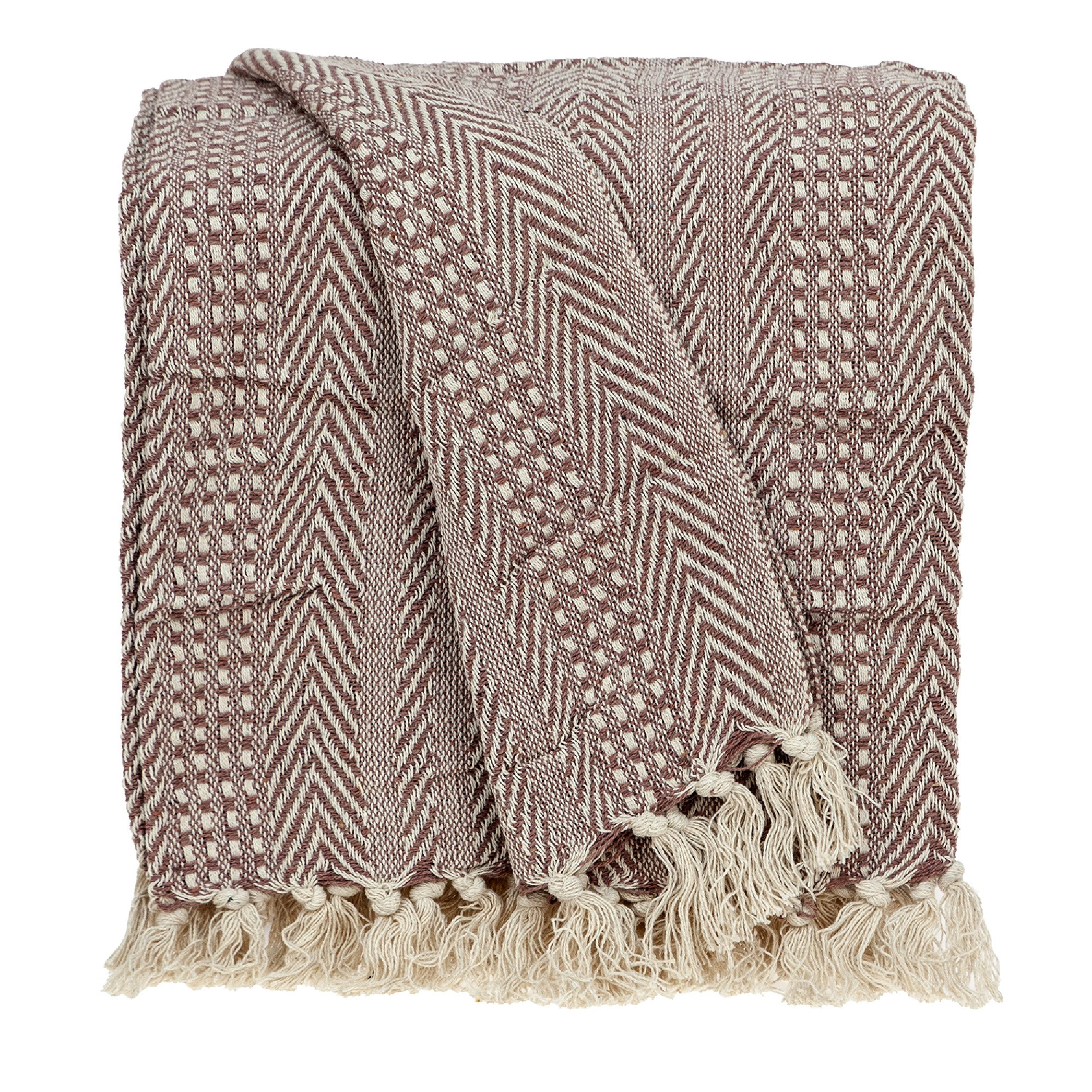 Nassau Collection Brown and Beige Woven Handloom Herringbone and Gingham Throw Blanket 52" x 67" | Walmart (US)