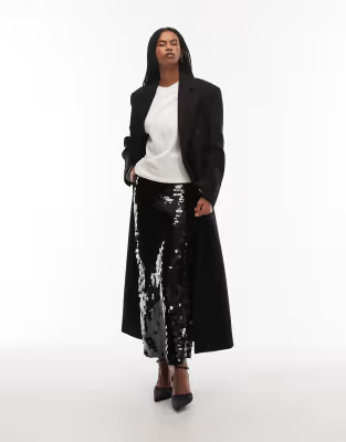 ASOS DESIGN large sequin midi skirt in black | ASOS (Global)