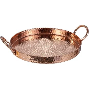 MyGift 12 Inch Copper Tone Metal Round Display Tray with Handcrafted Hammered Design, Decorative ... | Amazon (US)