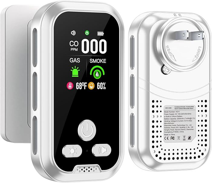 5in1 Plug in Smoke & Carbon Monoxide Detector & Combustible Natural Gas Combination Builti-in Bat... | Amazon (US)