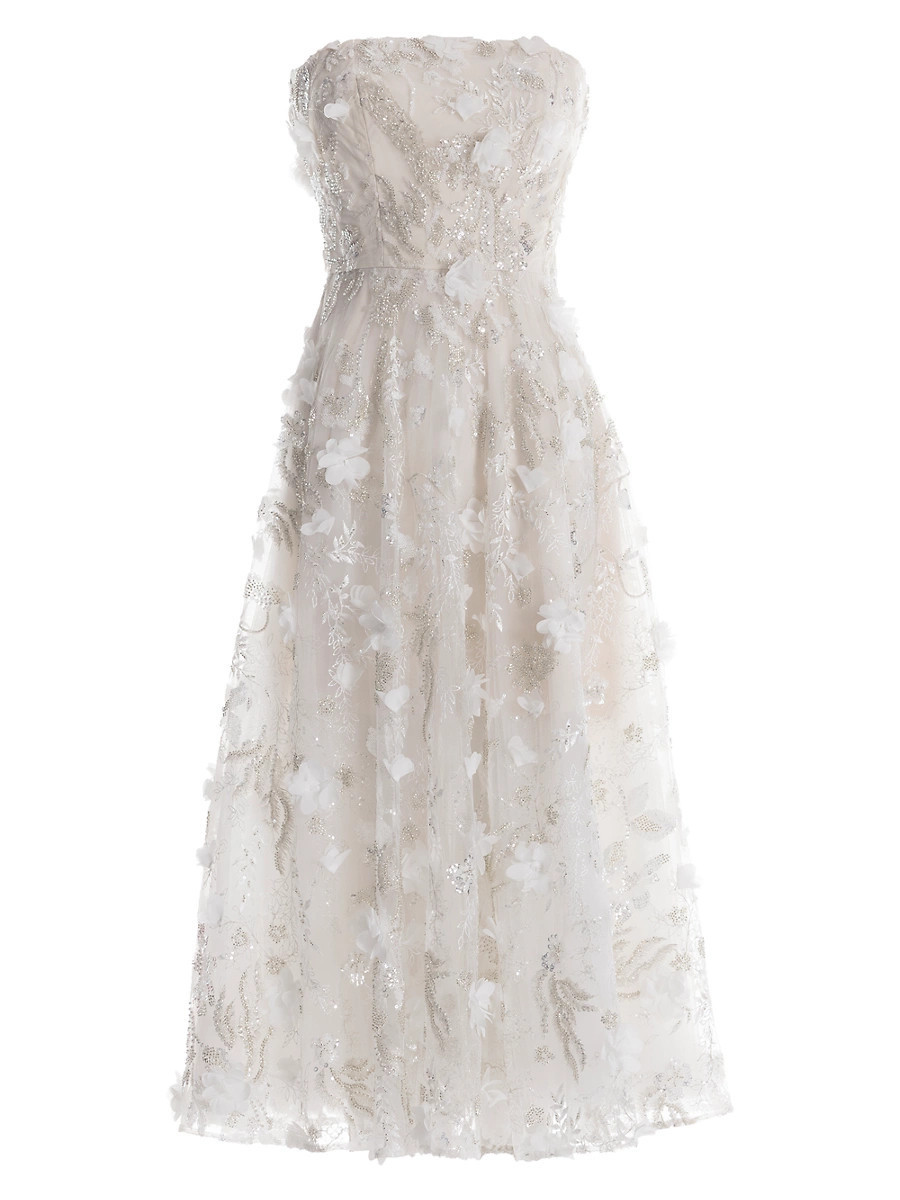Women's Kailyn Floral Fit & Flare Midi-Dress - Off White Multi - Size Medium | Saks Fifth Avenue