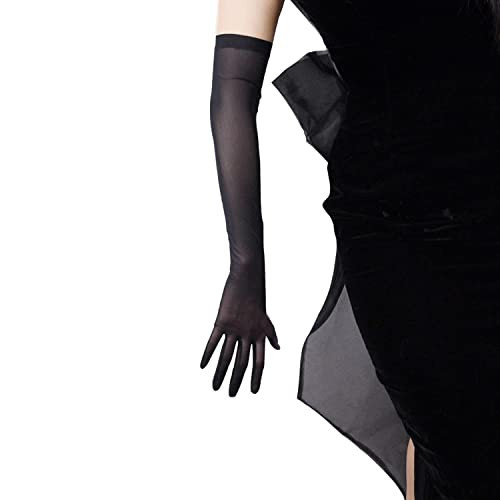 DooWay Black Long Mesh Gloves Women Touchscreen 20" Stretchy Sexy Sheer Gloves for Evening Halloween Opera Cosplay Costume | Amazon (US)
