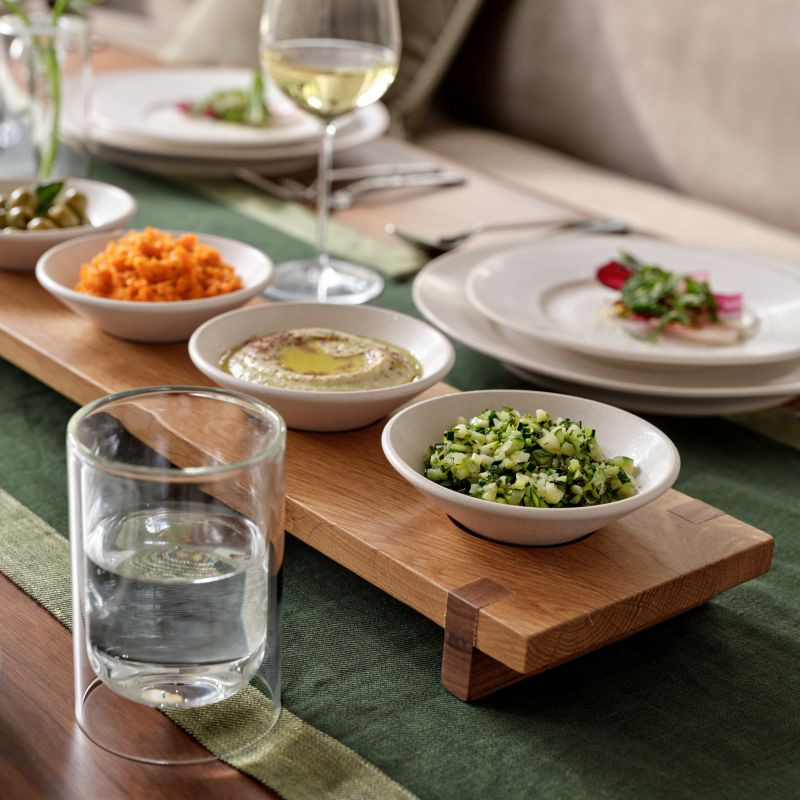 Basel Mise En Place 24" White Oak Serving Board with Four 5" Bowls by Daniel Humm + Reviews | Cra... | Crate & Barrel
