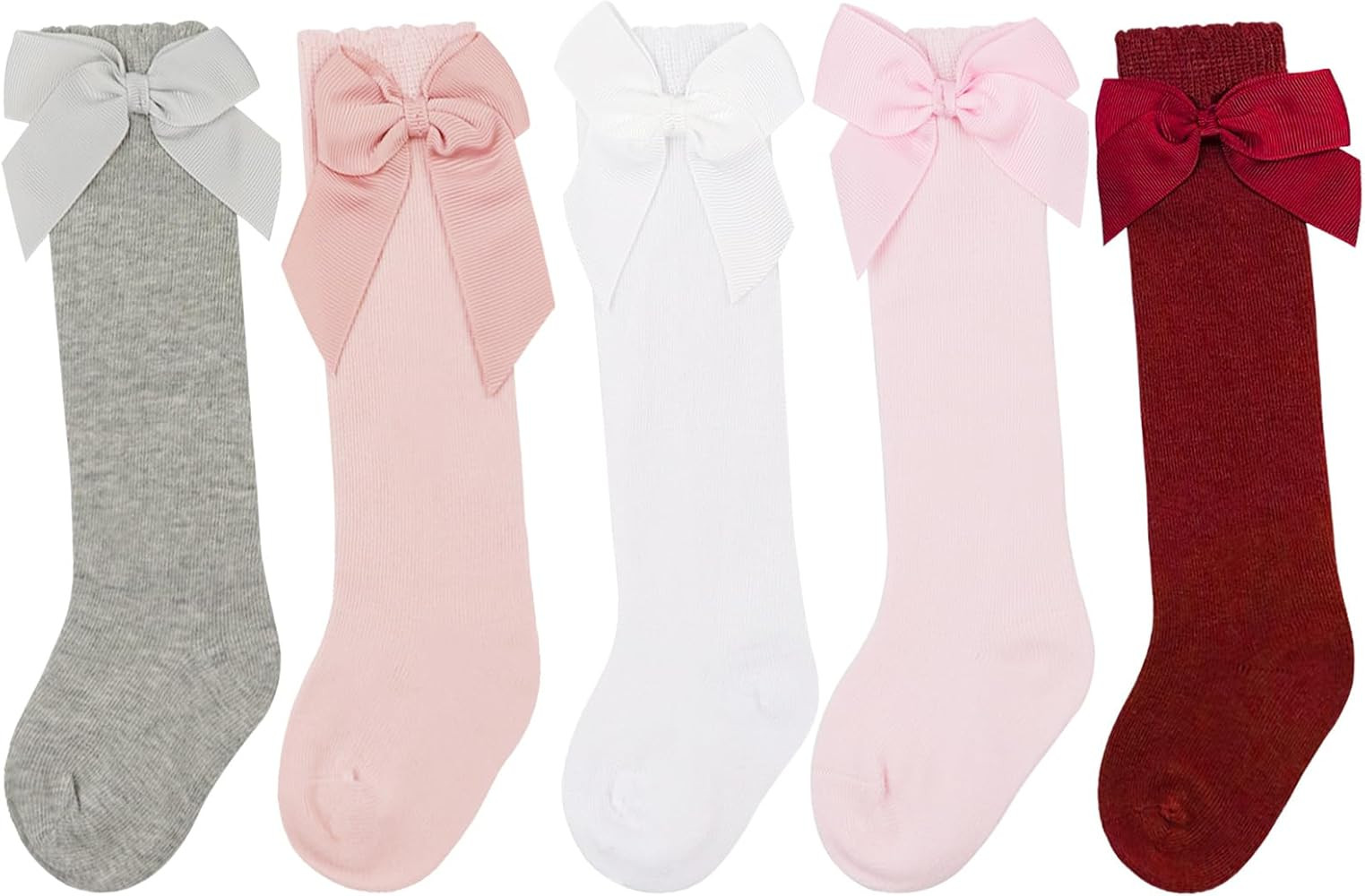3 Pack Toddler Knee High Socks for Girls Baby Socks with Bows Knit Stockings Infant Long Socks fo... | Amazon (CA)